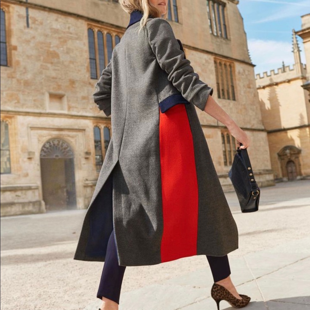 Boden Burney Coat Grey/Red/Navy Size 2P US